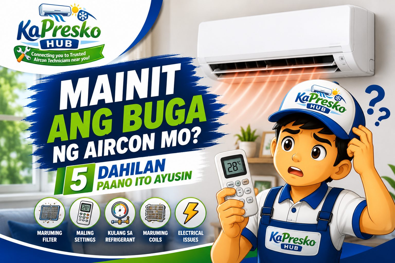 mainit ang buga ng aircon